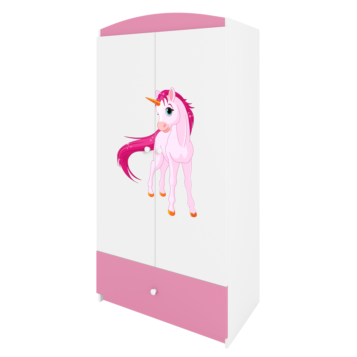 KINDERKLEIDERSCHRANK Einhorn - Hellrosa, Holzwerkstoff (90/175/52cm) - RAUMHIRSCH FURNITURE