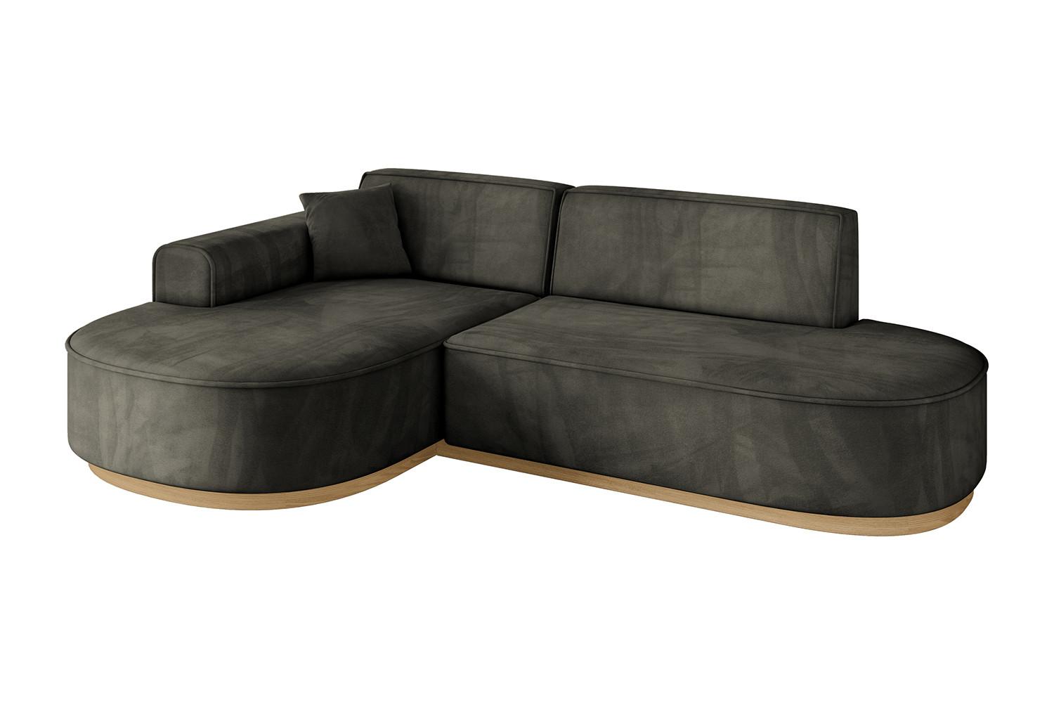 ECKSOFA Ottomane Links MARI-L1-v2 - 243x171x83 cm Schwarz Velours - Schwarz, Holzwerkstoff/Textil (243/171cm) - ALTDECOR