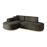 ECKSOFA Ottomane Links MARI-L1-v2 - 243x171x83 cm Schwarz Velours - Schwarz, Holzwerkstoff/Textil (243/171cm) - ALTDECOR