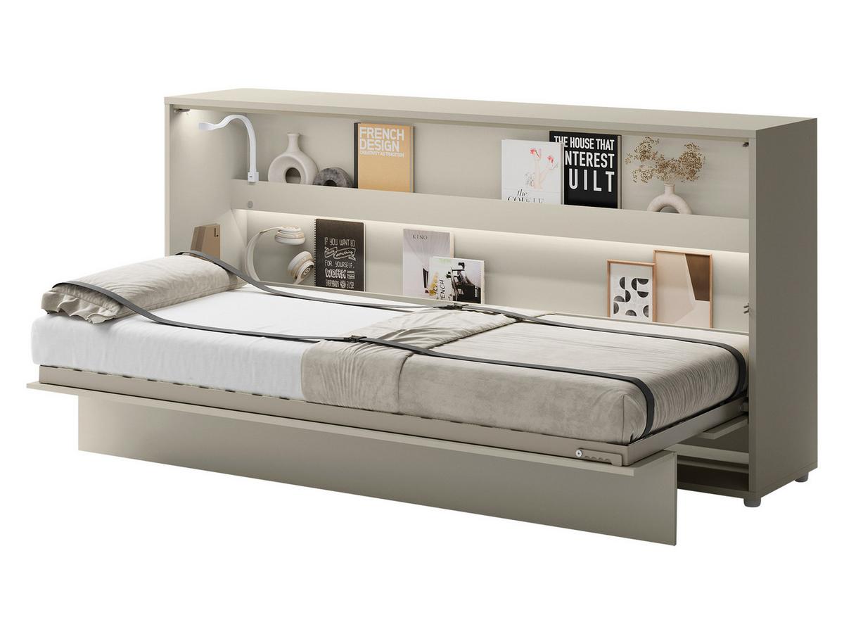 SCHRANKBETT Bed-Concept BC-06 90x200 mit weißer LED Beleuchtung - Kaschmir/Grau, Holz/Holzwerkstoff (90/200cm) - MIRJAN24