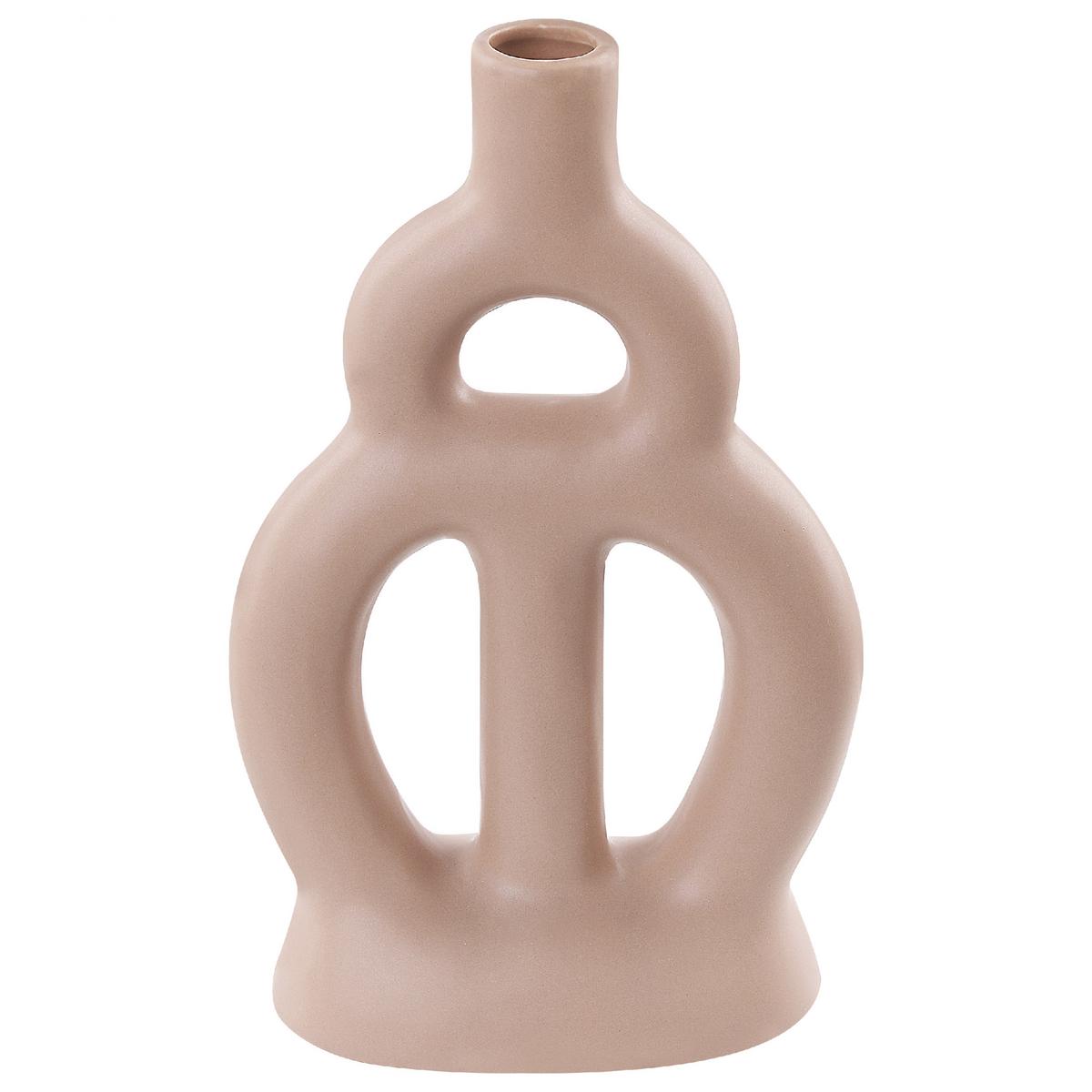 BLUMENVASE Porzellan beige Kozani - Beige, Keramik (28cm) - Beliani