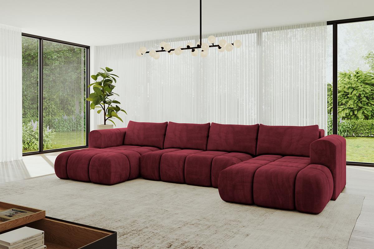 WOHNLANDSCHAFT CLOUD-U 405x185x90 Bordeaux Velours - Bordeaux, Holzwerkstoff/Kunststoff (405/90/185cm) - ALTDECOR