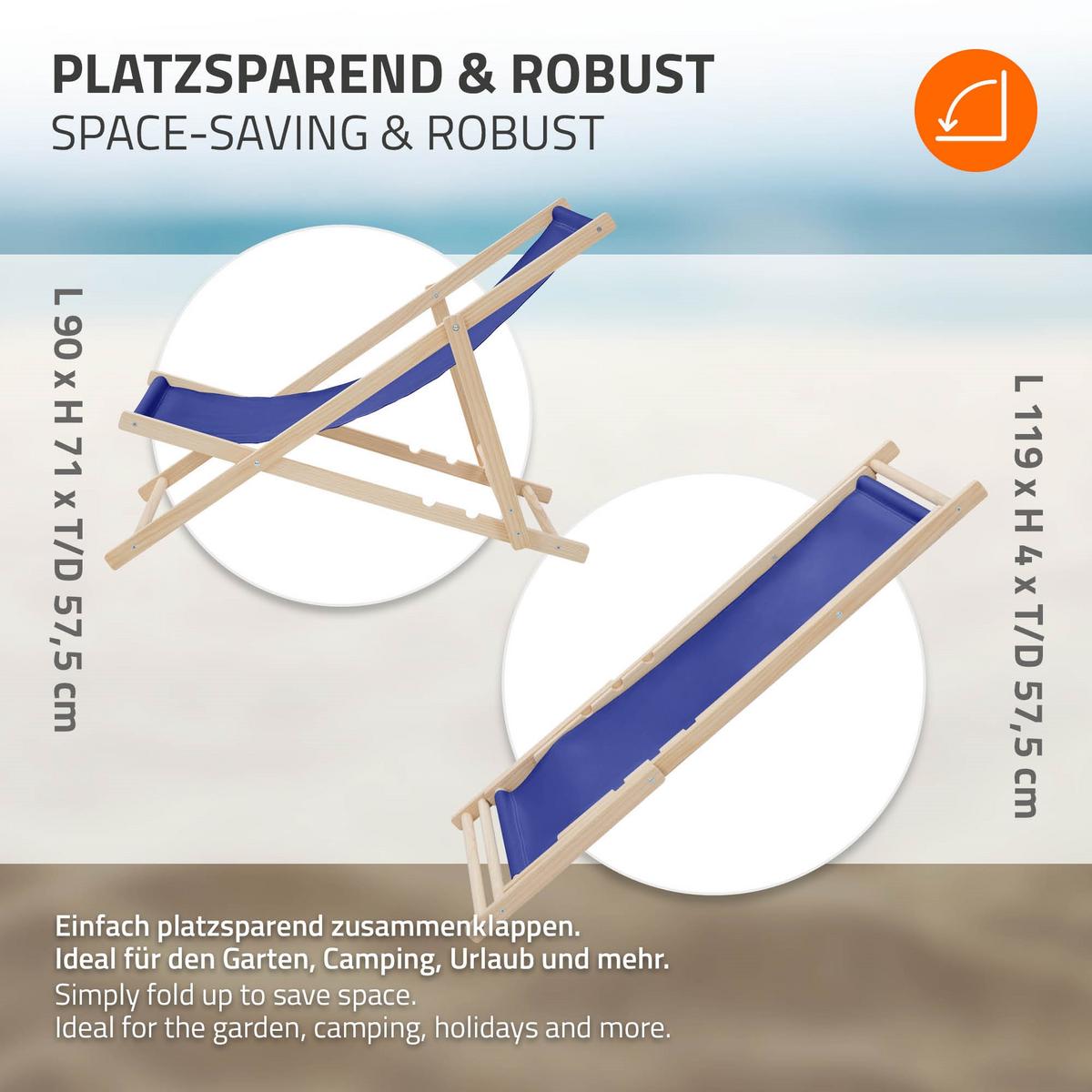 LIEGESTUHL samt Dunkelblau - Blau, Holz (57.5/83/100cm) - ECD-Germany