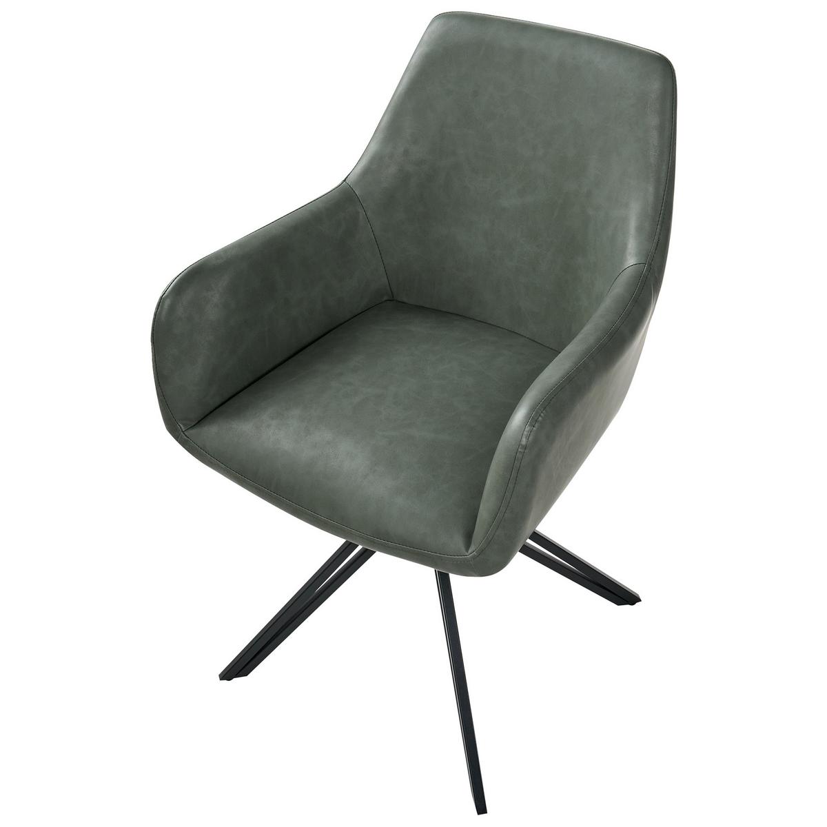 ESSZIMMERSTUHL 2er-Set Kunstleder Dunkelgrün Sansarc - Schwarz/Grün, Kunststoff (57/85/59cm) - Beliani