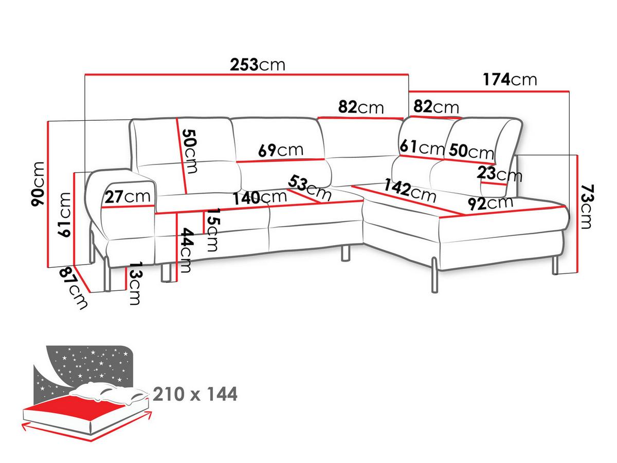 ECKSOFA Clinton, Seite: Rechts - Hellbraun/Schwarz, Holz/Kunststoff (253/174cm) - MIRJAN24