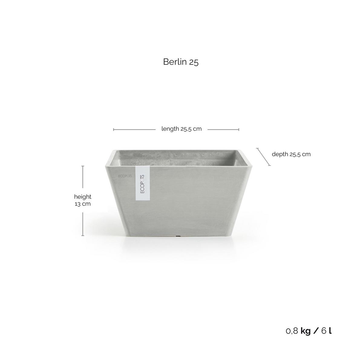 BLUMENTOPF Berlin 25,5/25,5/13 cm Hellgrau - Hellgrau, Kunststoff (25.5/13cm) - Ecopots