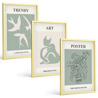 BILDER SET 3er Set - 40x60 cm Goldrahmen - Matisses stilvolle Illustrationen - Goldfarben, Kunststoff (40/60cm) - TULUP