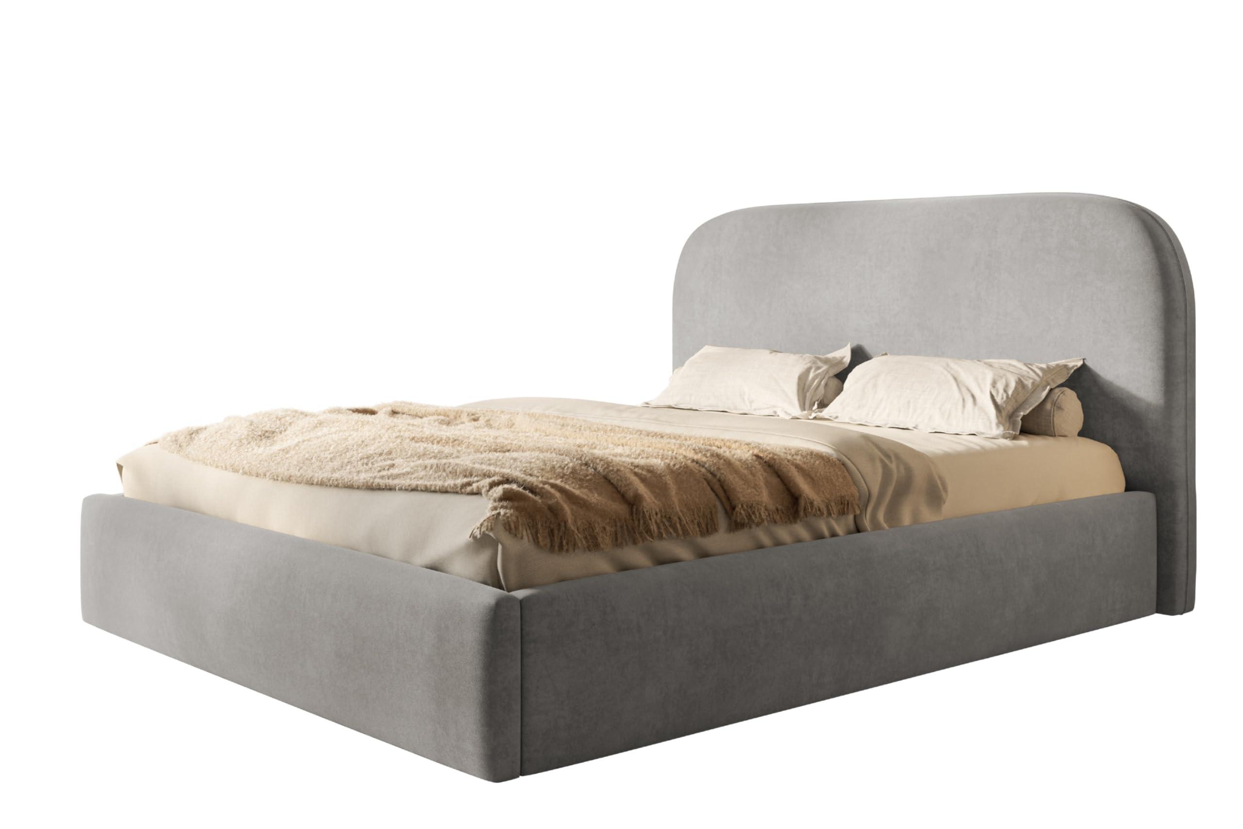 BETT 140x200 - Polsterbett mit Bettkasten und Metallrahmen - Modern Betten - Weicher Jasminstoff - Kollektion Verona - Grau - Grau, Holz/Textil (140/200cm) - Alpi-Möbel