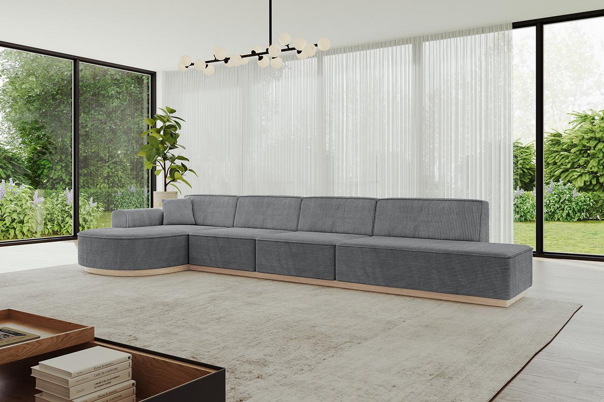 ECKSOFA Ottomane Links ARRIO-L3 - 413x171x83 cm Dunkelgrau - Dunkelgrau, Holzwerkstoff/Textil (413/171cm) - ALTDECOR
