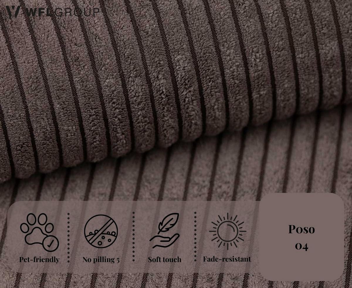 ECKSOFA Liv mit Schlaffunktion & Bettkasten in Cordstoff Braun, Universell 260/154/86 cm - Schwarz/Braun, Kunststoff/Textil (260/154cm) - WFL GROUP