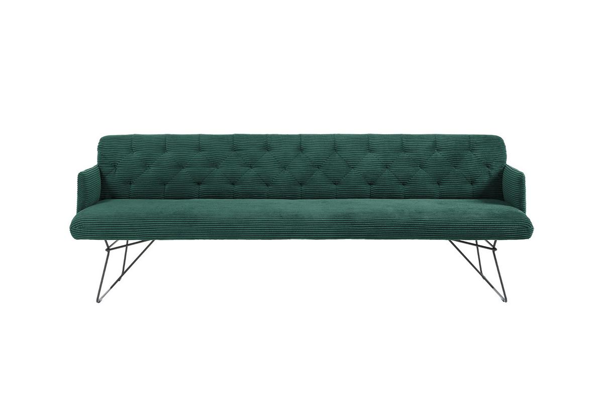 ESSZIMMERBANK CHARME Smaragdgrün Cord - Smaragdgrün, Textil (166/85/69cm) - KAWOLA