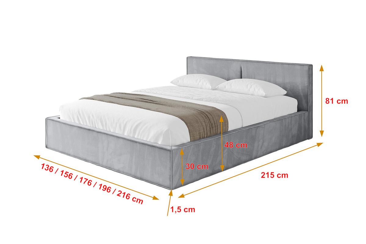 POLSTERBETT mit Bettkasten und Lattenrost, Bett mit Matratze H3/H4 - EMMI-V1 180x200 Hellgrau - Hellgrau, Holzwerkstoff/Textil (180/200cm) - ALTDECOR