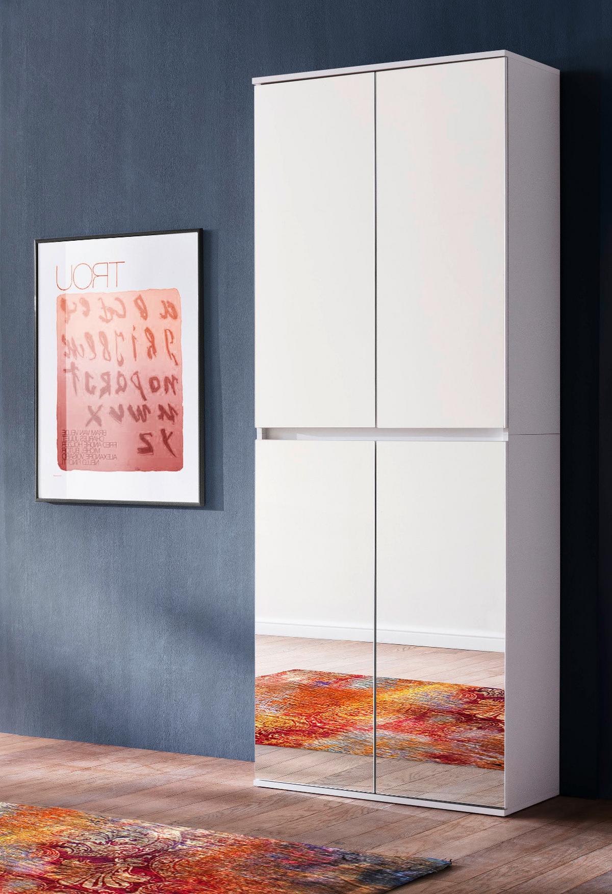 GARDEROBENSCHRANK weiß 74 x 191 cm, Schuhschrank mit Spiegeltüren - Weiß, Glas/Holzwerkstoff (74/191/34cm) - Top.Furn