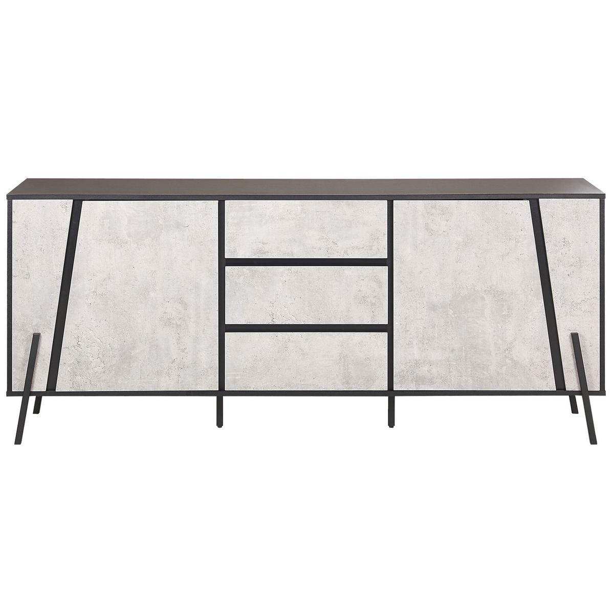 SIDEBOARD mit 2 Türen Grauer Betoneffekt Blackpool - Grau, Holzwerkstoff (177/75/40cm) - Beliani