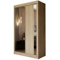 SCHWEBETÜRENSCHRANK GRAZIA 120/216/61 cm 2-türig mit Spiegel Sonoma Eiche - Sonoma Eiche, Holzwerkstoff (120/216/61cm) - MASSENO