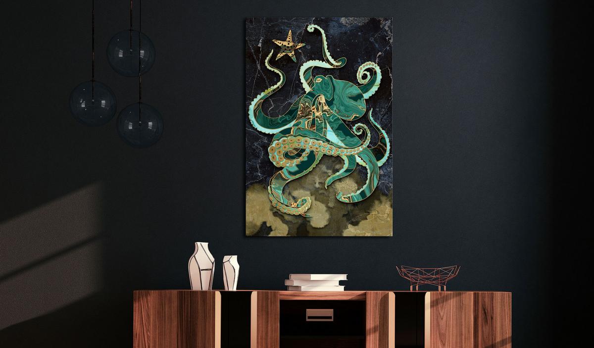 KUNSTDRUCK Grün 40/60 cm - Blau/Grün, Textil (40/60cm) - KUNSTLOFT