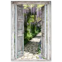 GARTENPOSTER Aussicht - Wald - Steine - Frühling Outdoor Bilder 80x120 cm - Hellgrau, Kunststoff (80/120/0.2cm) - OnlyWow