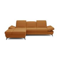 ECKSOFA FELICE L-S Orange Geflochtener Stoff mit Schlaffunktion - Orange, Holz (284/166cm) - MASSENO