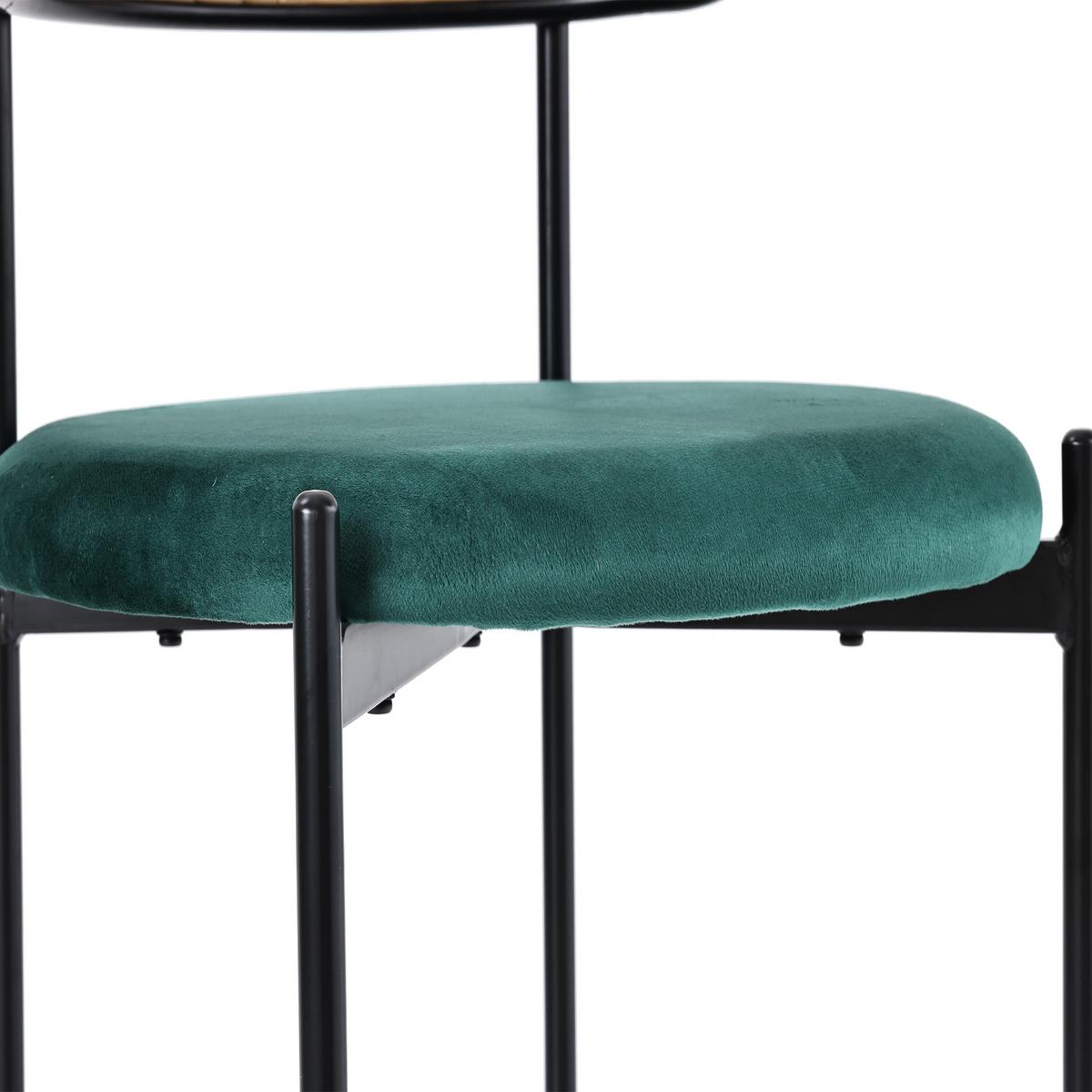 ESSZIMMERSTUHL Set 2er Grün Samt & Rattan Polsterstuhl mit Metallbeinen - Grün, Textil (51/75/51cm) - Urban Meuble