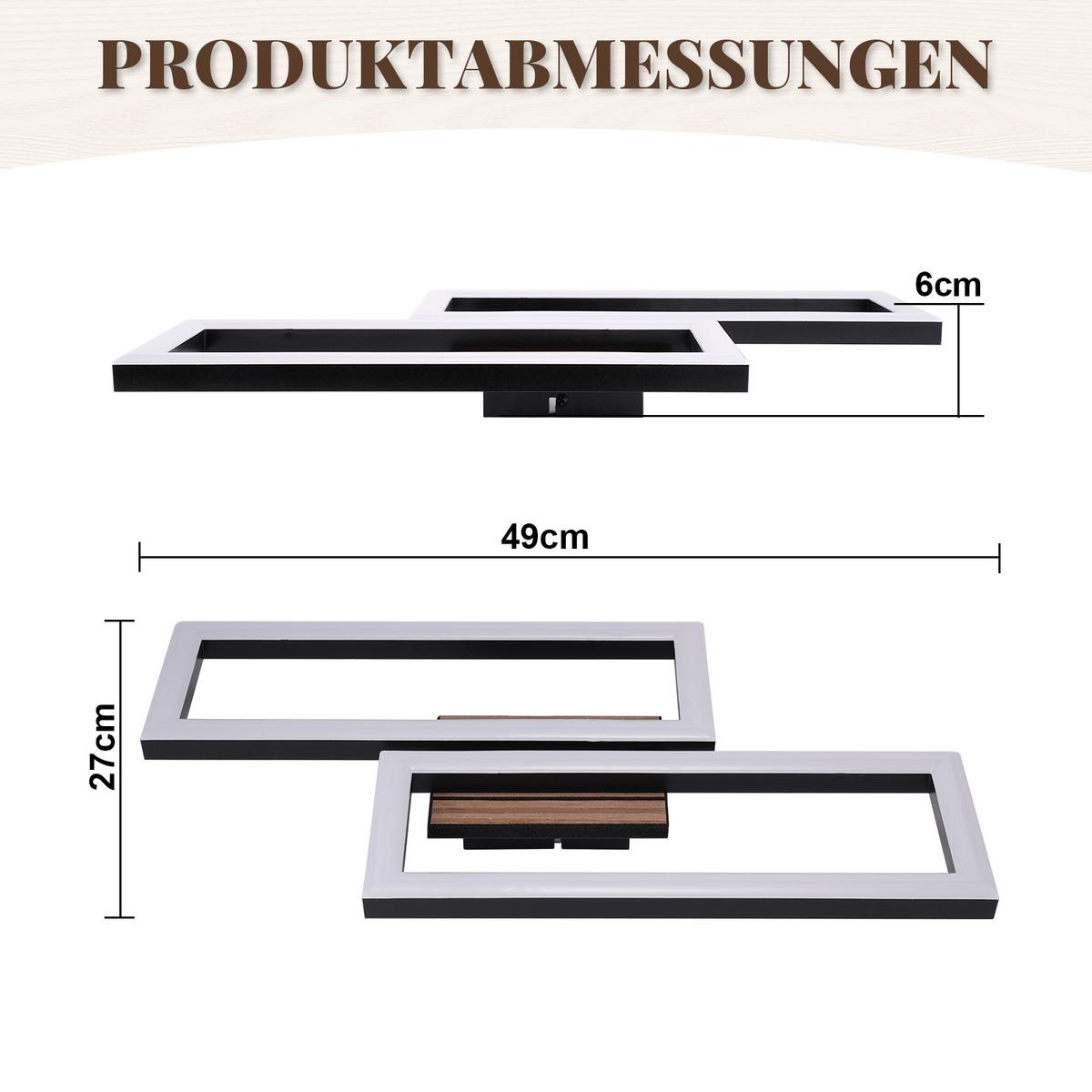 LED DECKENLEUCHTE Evoris 49/27/6 cm - Schwarz, Kunststoff/Metall (49/27/6cm) - ZMH
