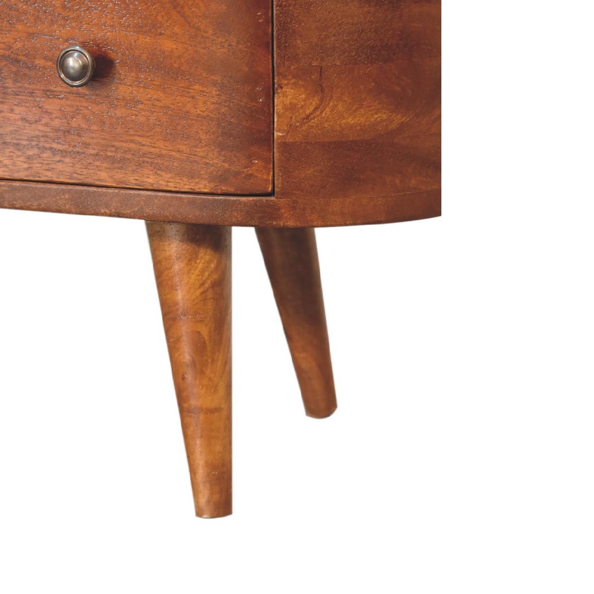 MEDIENANLAGE Runde Offene Lagerung, 2 Schubladen, im Kastanienholz-Finish, Beige - Messingfarben/Braun, Holz/Metall (30/100/37cm) - Artisan Furniture