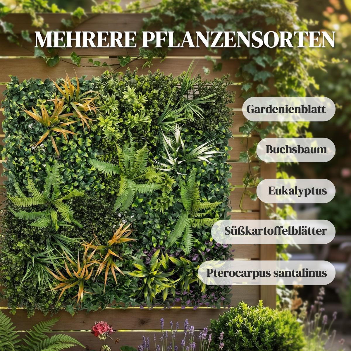KÜNSTLICHE-HECKE PE Bunt - Grün, Kunststoff (100/1cm) - Outsunny