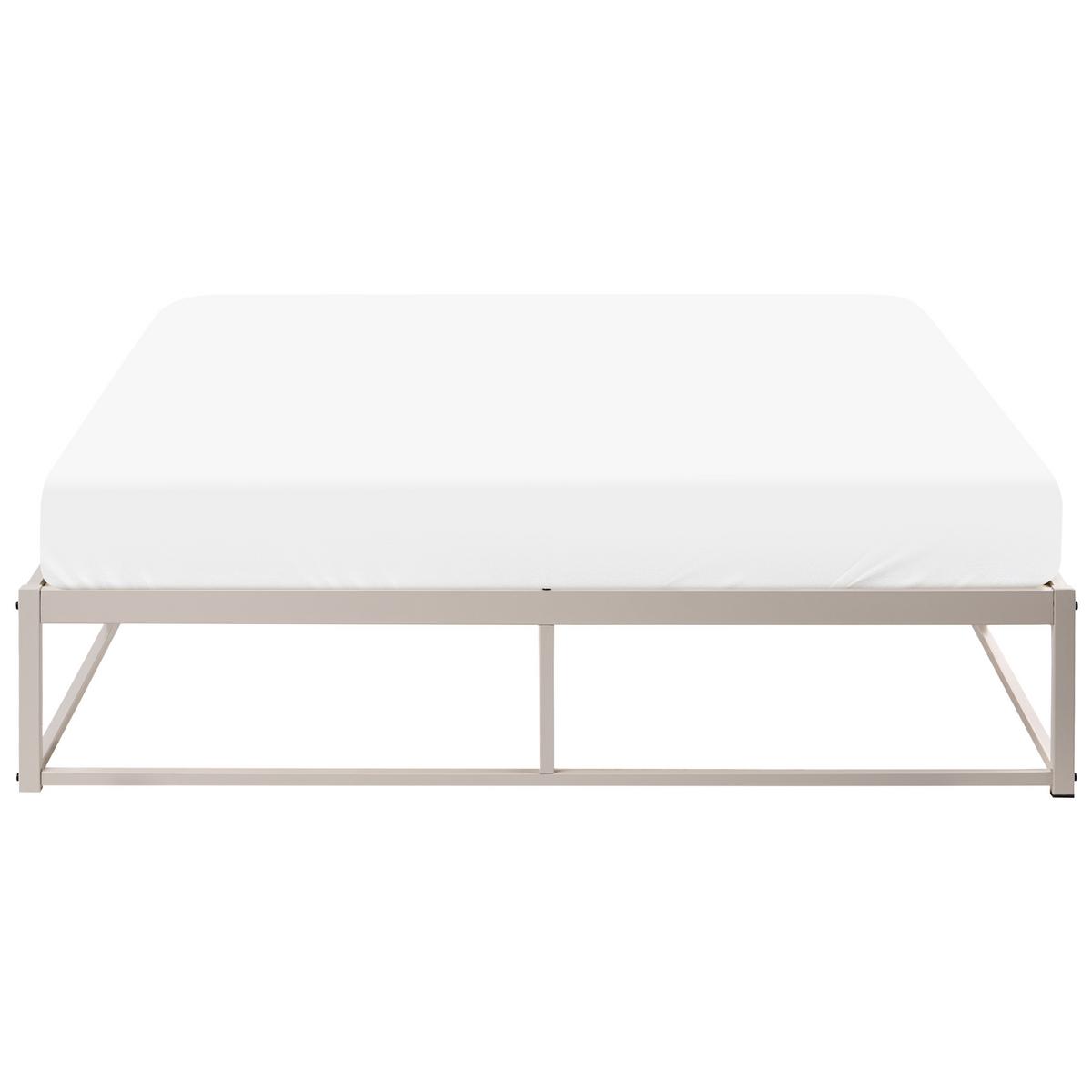 BETT ohne Kopfteil 140/200 cm Eisen Hellbeige Viry - Beige, Metall (140/200cm) - Beliani