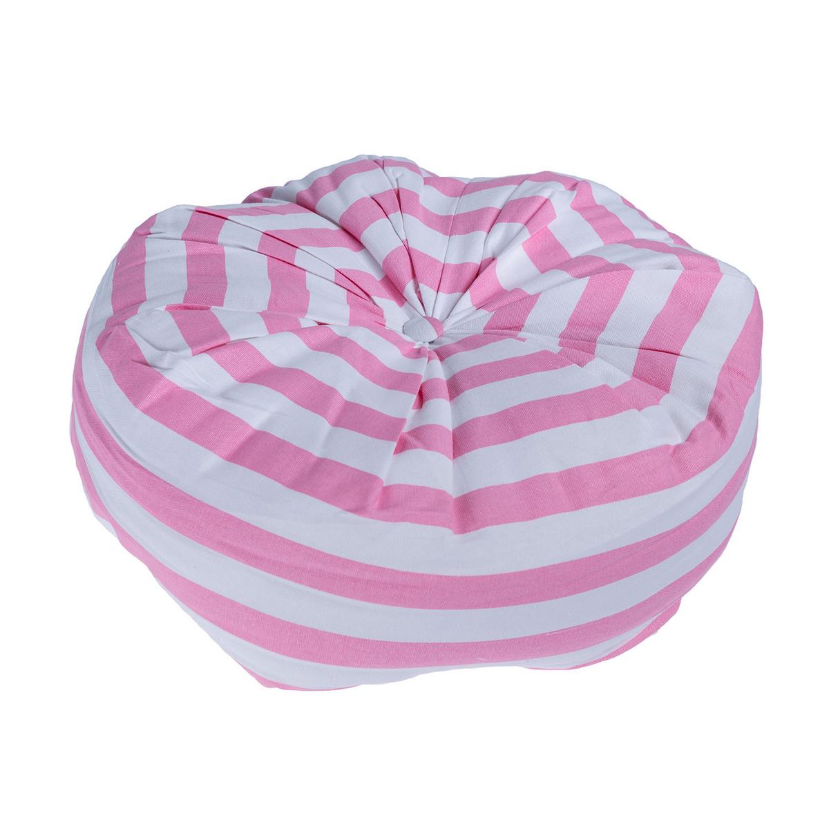 BODENKISSEN rund, rosa-weiß gestreift, Ø 40/15 cm - Rosa, Textil (40/40/15cm) - Homescapes