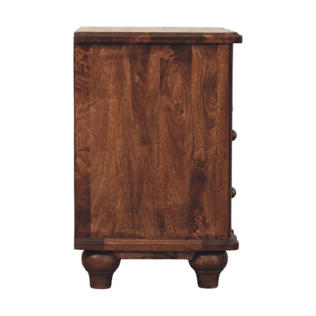 NACHTKASTEN 2 Schubladen und Offenes Regal, Dunkelbraun - Dunkelbraun/Messingfarben, Holz/Metall (55/63/40cm) - Artisan Furniture