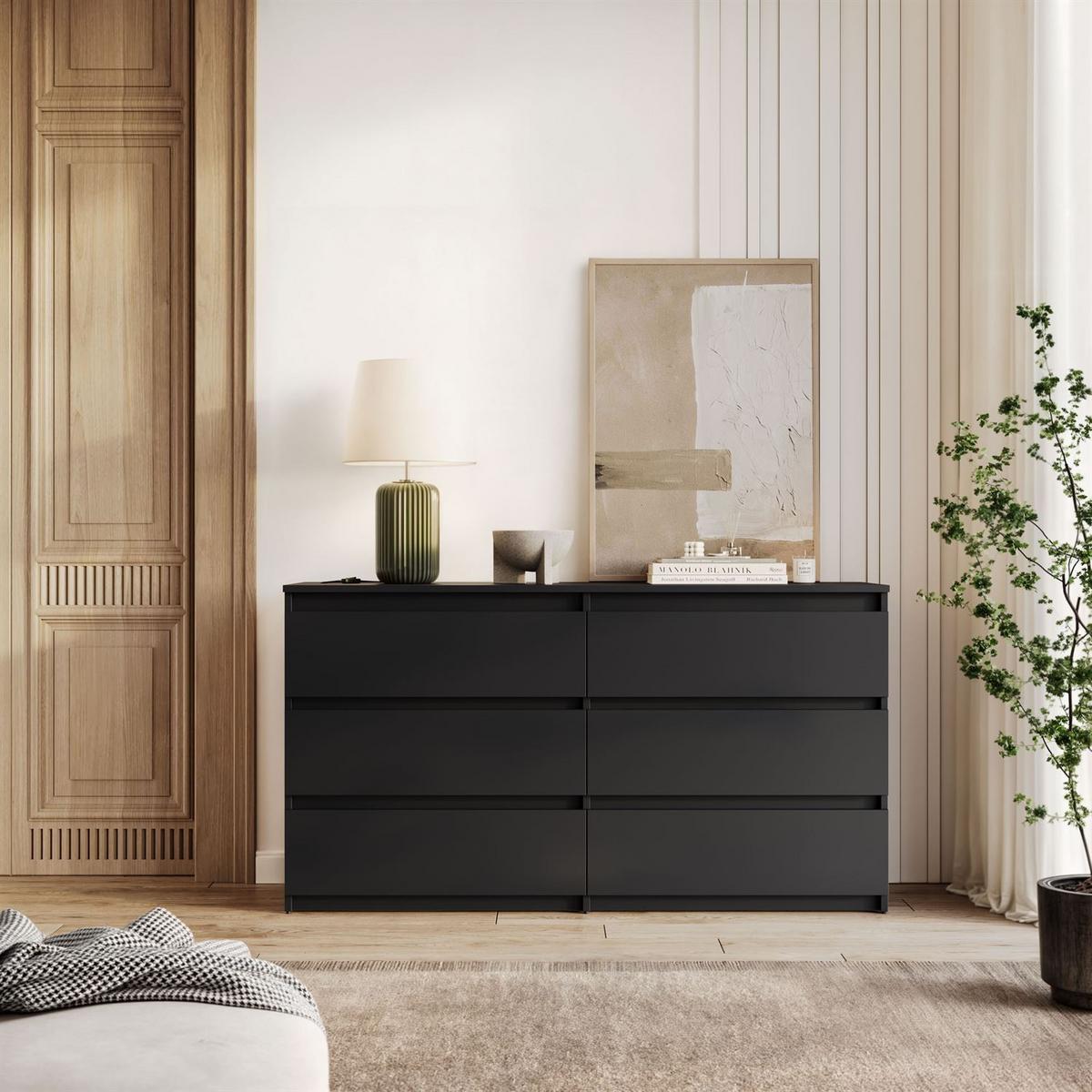 SIDEBOARD HANA M6 Schwarz 140cm - Schwarz, Holzwerkstoff (140/74.4/40cm) - Lookway