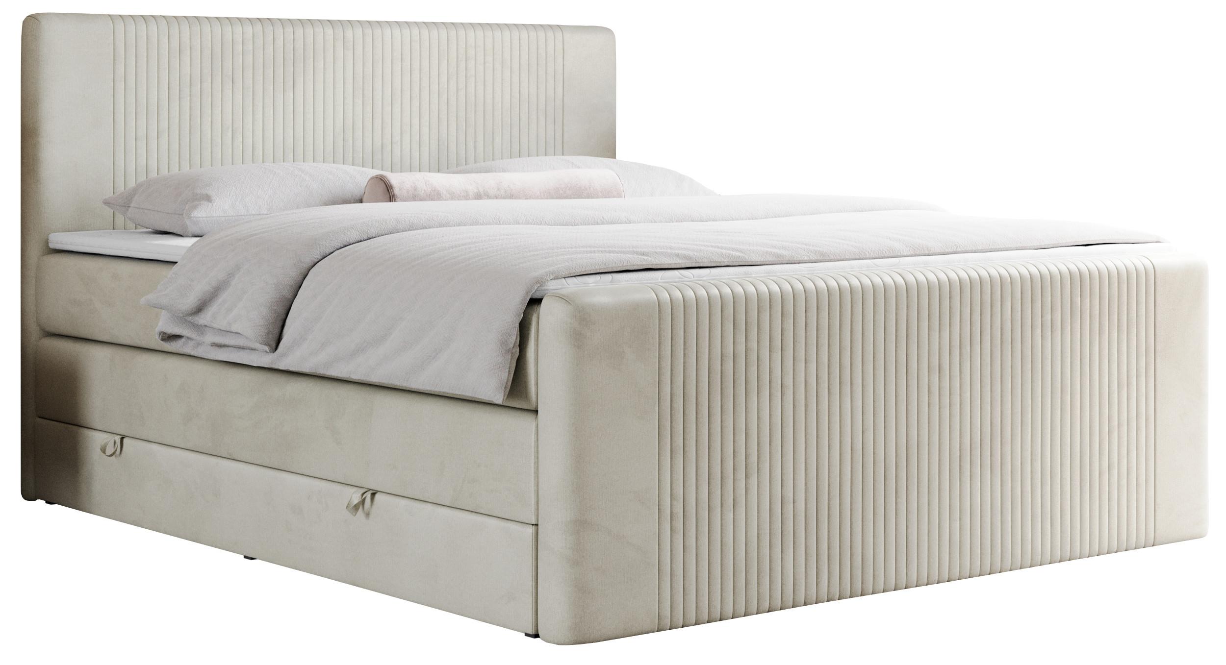BOXSPRINGBETT KING DOREN 200/200 Beige Velvet - H3 - Beige, Holz/Textil (200/200cm) - MKS