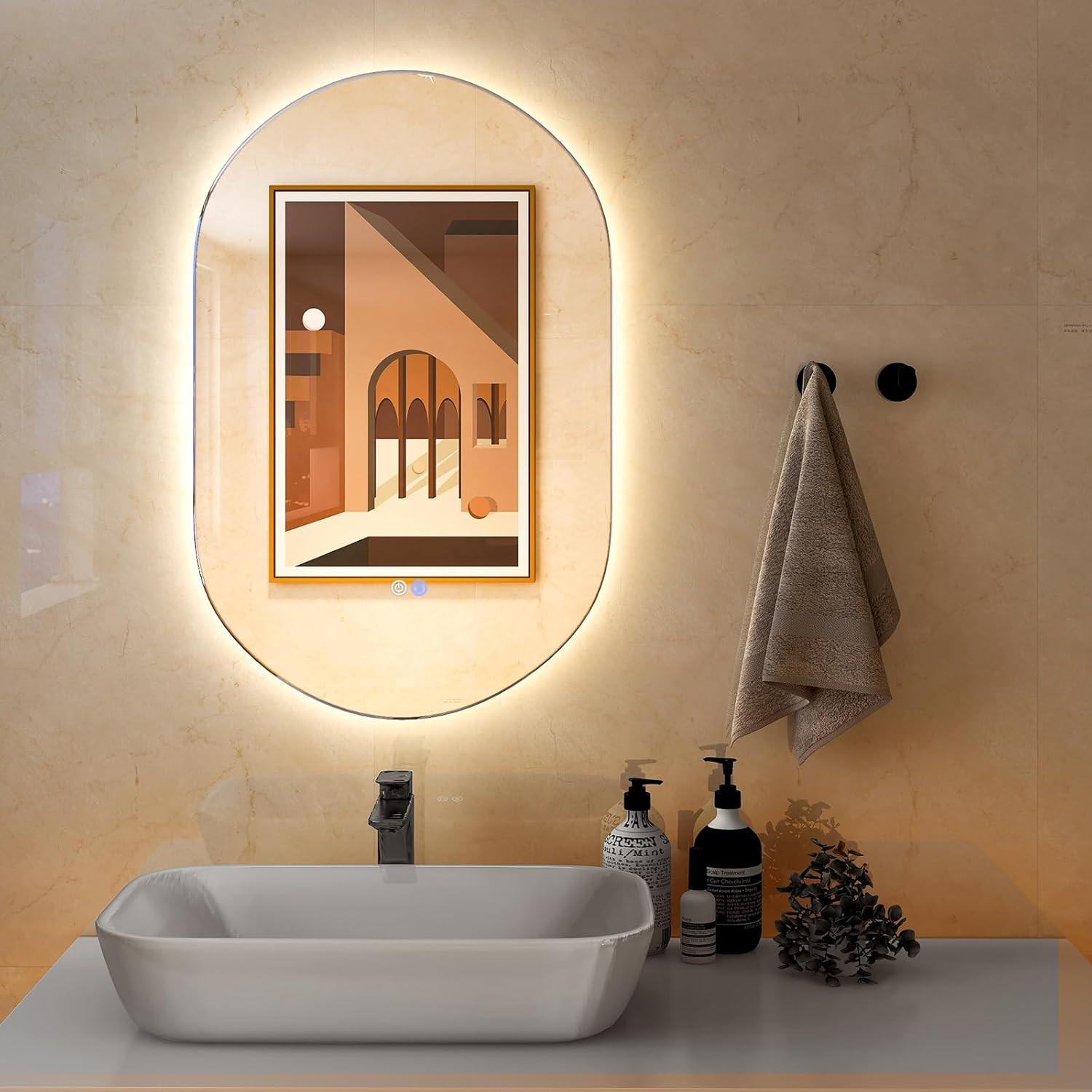 LED-SPIEGEL Anti-Beschlag Silber - Silberfarben, Glas (50/80/3cm) - COSTWAY