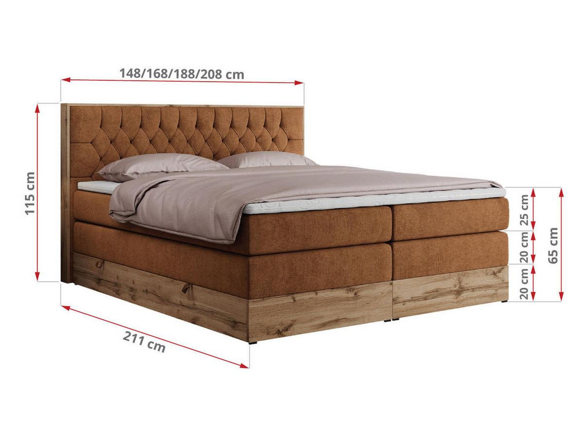 BOXSPRINGBETT AMORE KING 200/200 Orange Struktur - H4 - Orange, Holz/Textil (200/200cm) - MKS