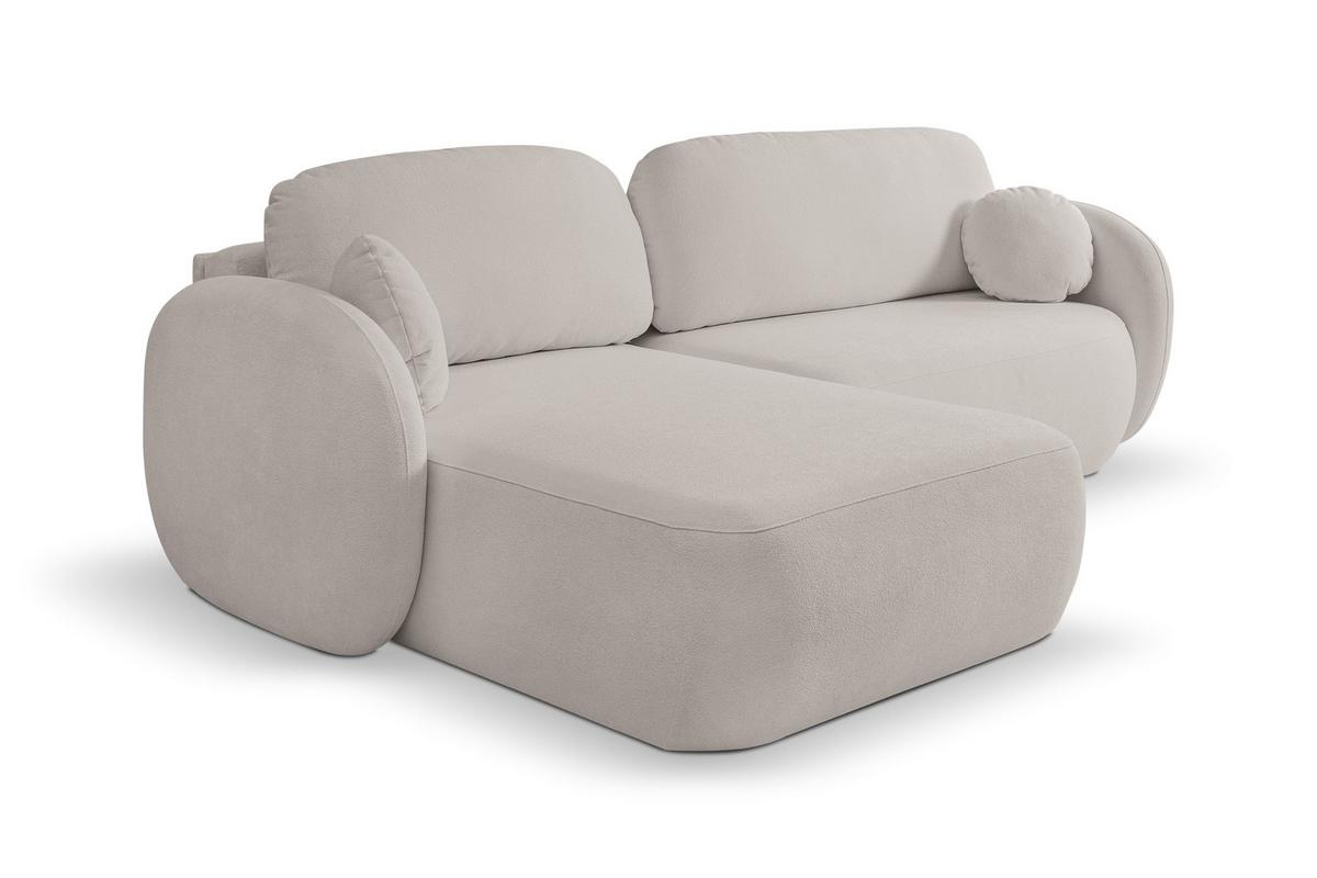 ECKSOFA AMICO L-S Hellgrau Geflochtener Stoff mit Schlaffunktion - Hellgrau, Holz (248/174cm) - MASSENO