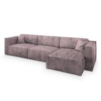 ECKSOFA TOLMO P Lila Kordstoff mit Schlaffunktion - Lila/Grau, Holz/Kunststoff (347/148cm) - MASSENO
