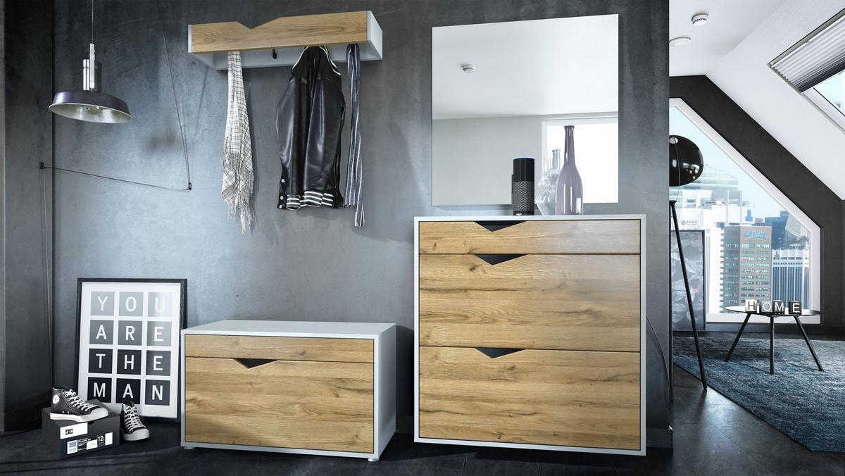 GARDEROBE Kolmio Fronten in Eiche Natur - Eichefarben, Holzwerkstoff (190/185/33cm) - Vladon