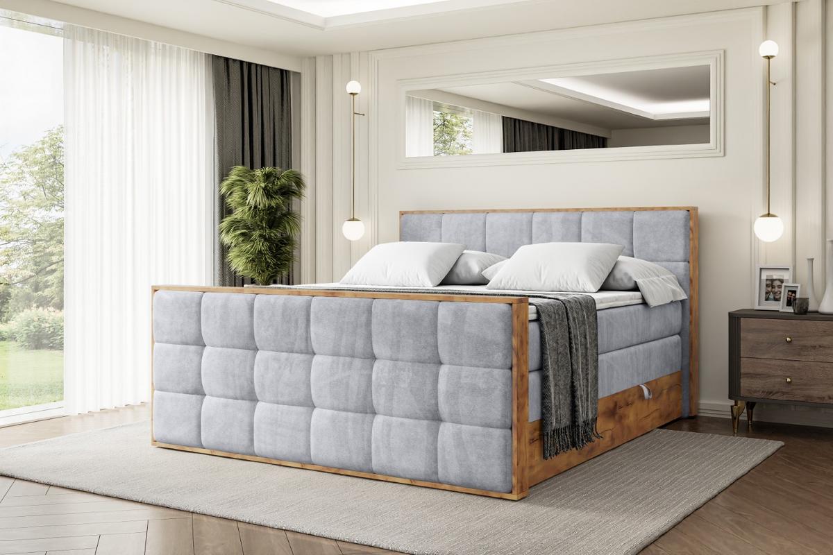 BOXSPRINGBETT mit Matratze H3|H4 und Lattenrost - LOLLI7-Z KING-120x200 - Grau Monolith - Grau, Holzwerkstoff (120/200cm) - ALTDECOR
