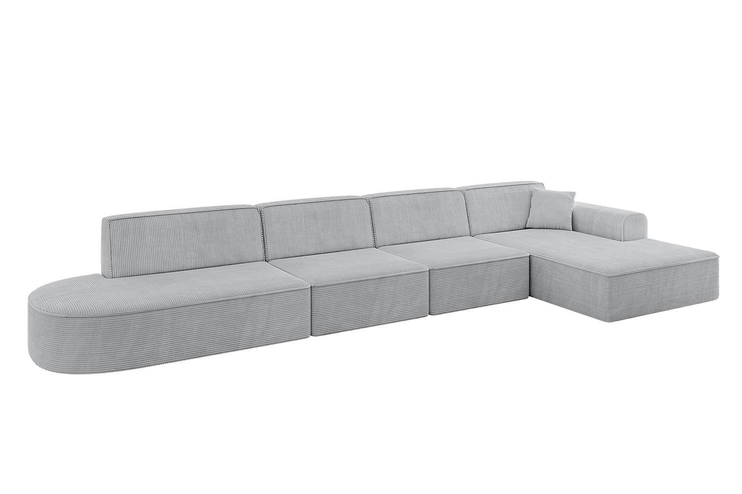 ECKSOFA Ottomane Rechts IREA-L3-v3 - 412x165x77 cm Grau - Grau, Holzwerkstoff/Textil (412/165cm) - ALTDECOR