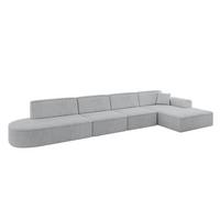ECKSOFA Ottomane Rechts IREA-L3-v3 - 412x165x77 cm Grau - Grau, Holzwerkstoff/Textil (412/165cm) - ALTDECOR