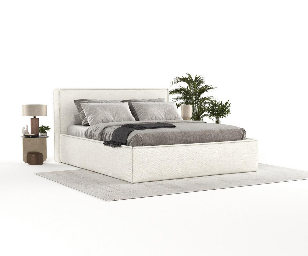 POLSTERBETT Sato mit Stauraum 200/200 cm Creme im Modesto Stoff - Creme/Schwarz, Holz/Holzwerkstoff (200/200cm) - AltaBeds