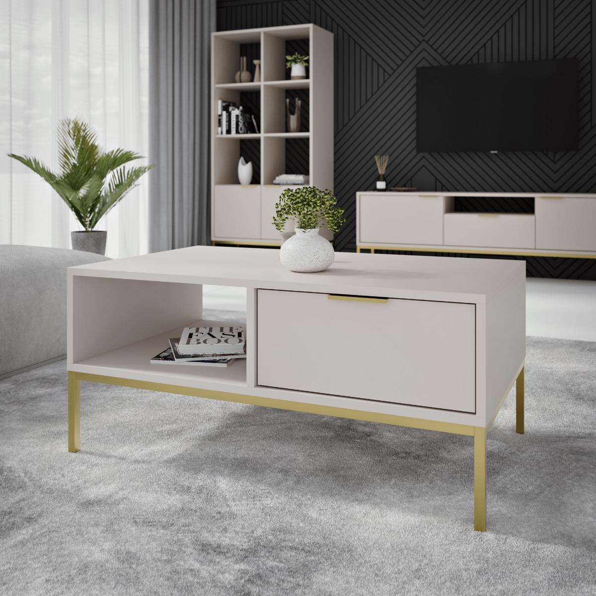COUCHTISCH Austin 60/45/100 - Kaschmir/Goldfarben, Holzwerkstoff (100/60/45cm) - RAUMHIRSCH FURNITURE