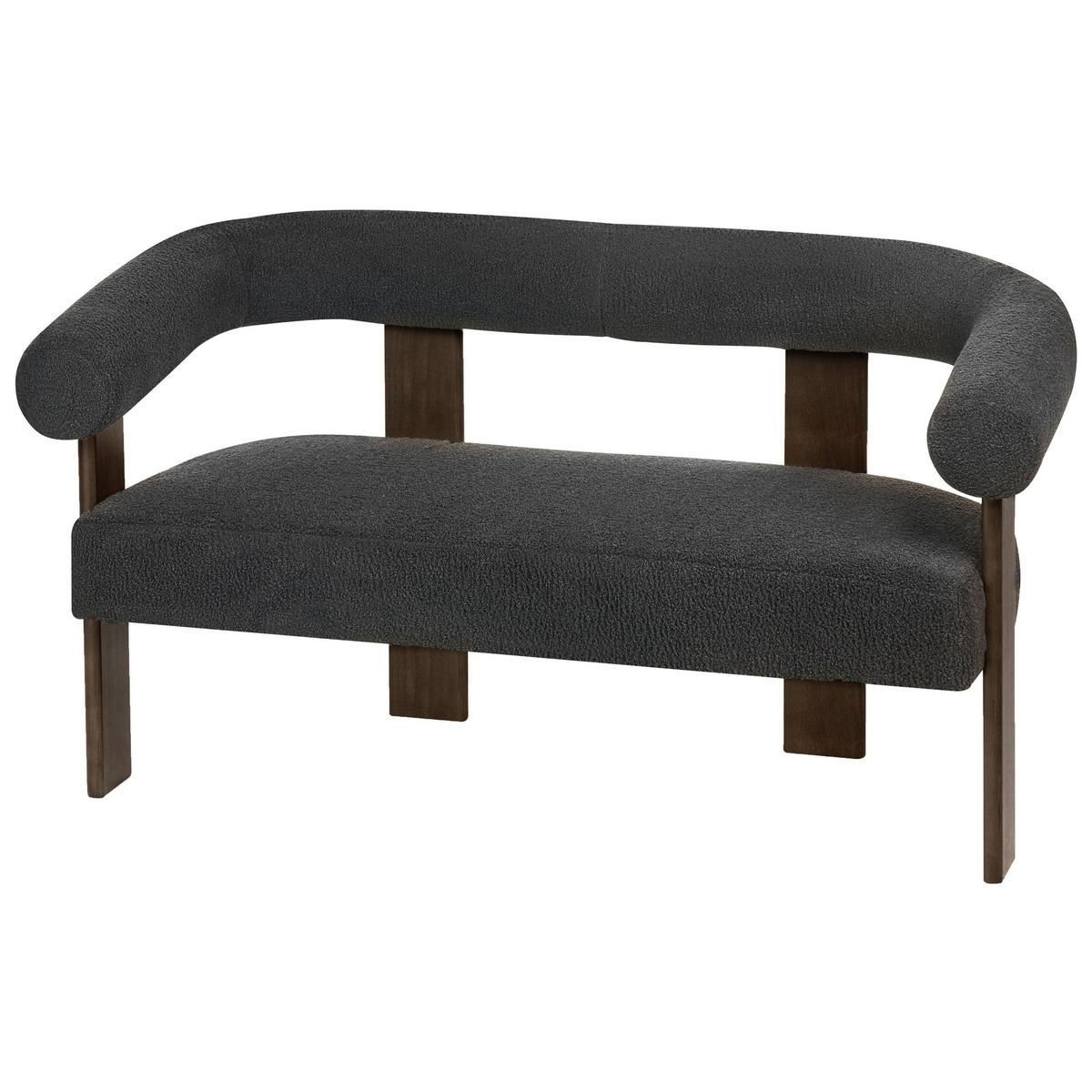 SOFA-SET Bouclé Schwarz/Dunkelbraun Ilbro - Dunkelbraun/Schwarz, Textil (138/76/68cm) - Beliani