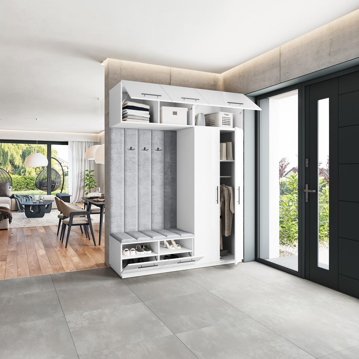 GARDEROBENSCHRANK REMA 180/240/60 cm Modern Weiß - Hellgrau/Weiß, Holzwerkstoff (180/240/60cm) - MASSENO