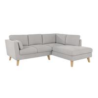 ECKSOFA Mario Silber Microfaser - Silberfarben/Naturfarben, Buchenholz/Textil (221/186cm) - S-Style Möbel
