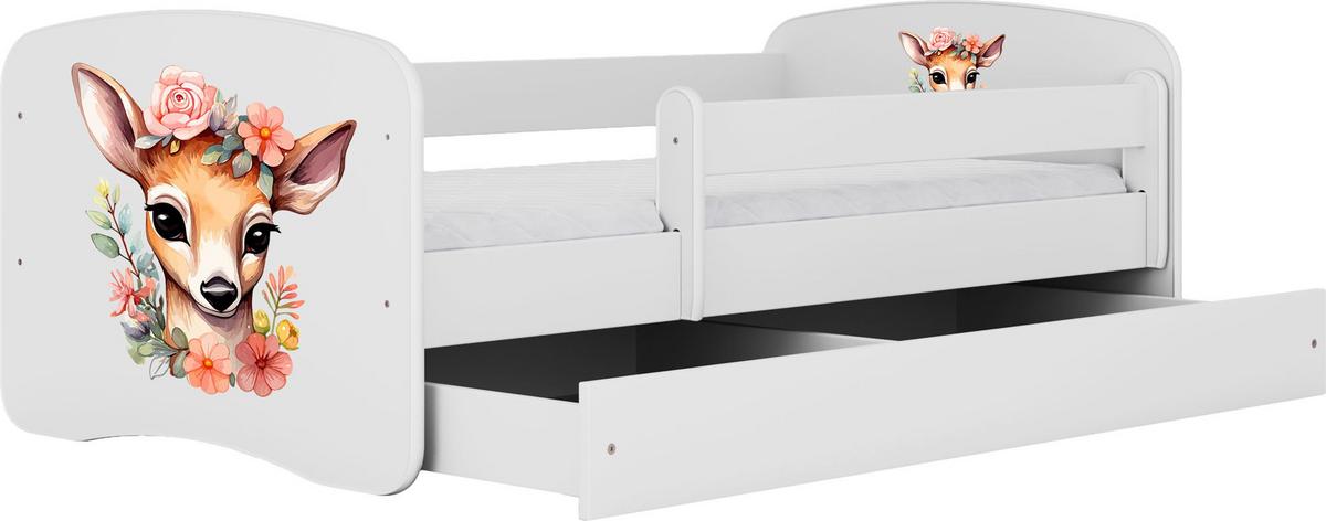 KINDERBETT Emily mit Schublade und Matratze, Weiß 80x160 cm - Dunkelorange, Holzwerkstoff (160/80cm) - WFL GROUP