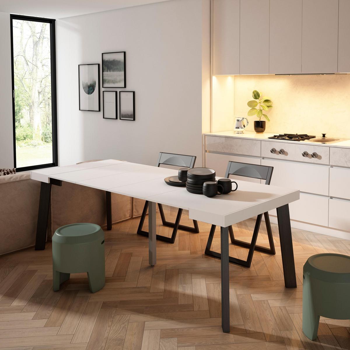 ESSTISCH ausziehbar 58 bis 222cm, für 10 Gäste, weiß, 58/90/73cm - Weiß, Holzwerkstoff (90/222/73cm) - Skraut Home