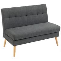 SOFA 2 Sitzer Couch mit Leinenoptik, Getuftete Rückenlehne, Dunkelgrau - Dunkelgrau/Naturfarben, Holz/Textil (68/90/118cm) - HOMCOM