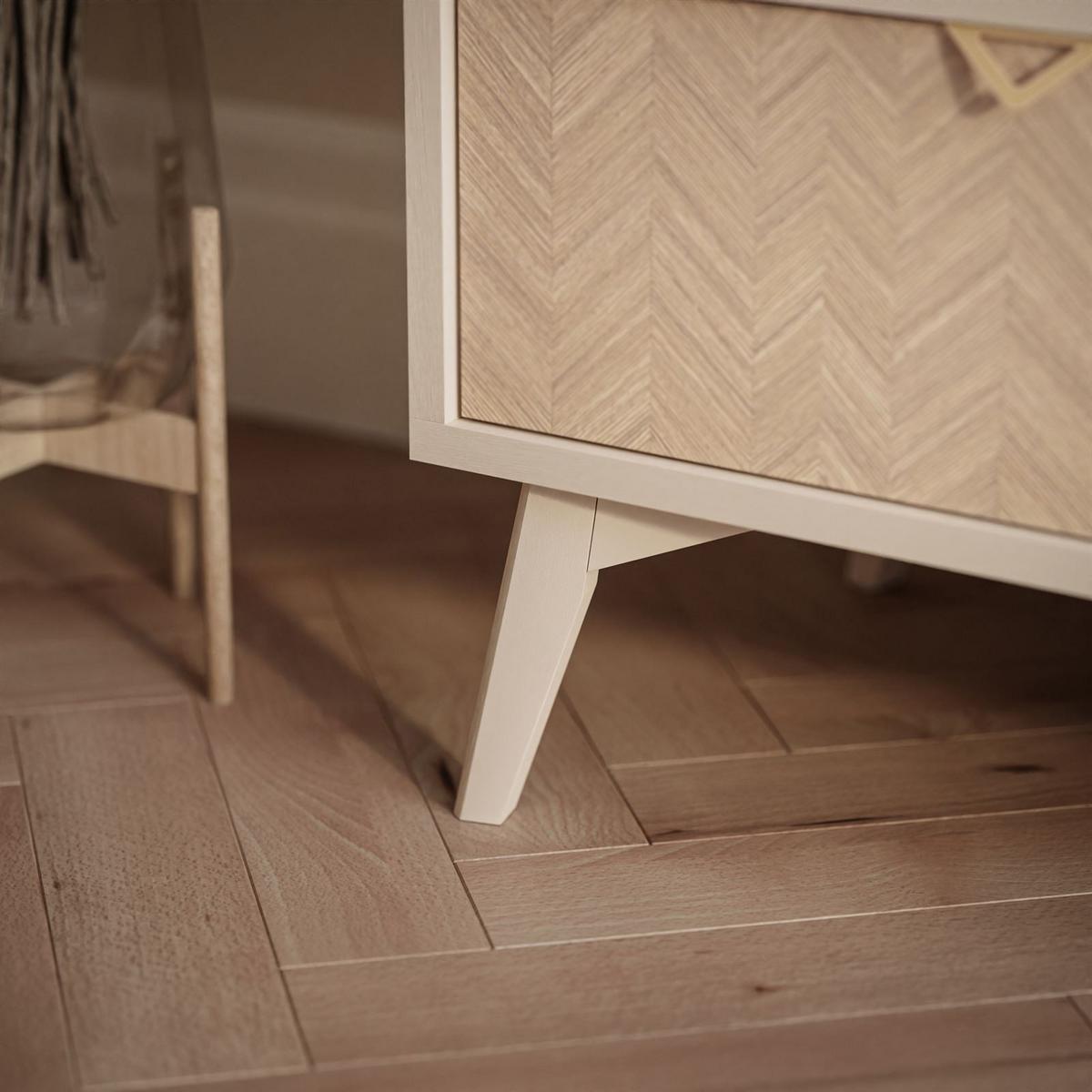 TV Element ALOE Fischgrätenmuster Scandi Sandbeige - Beige, Holzwerkstoff (158/52/38cm) - Lookway