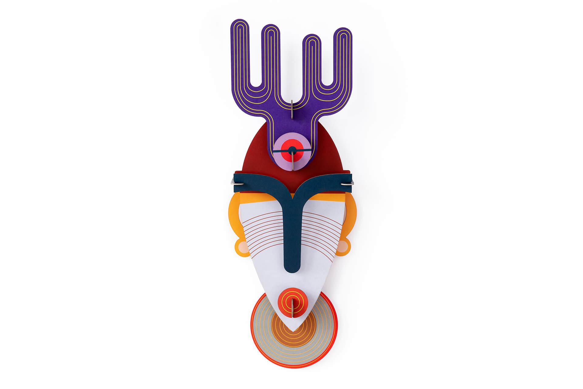 WANDDEKO Mumbai-Maske 18/5 cm - Weiß, Wellpappe (18/5/51cm) - Studio Roof