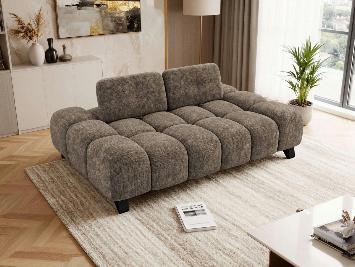 3-SITZER-SOFA NERANO - Braun Schenille - Schwarz/Braun, Textil/Metall (220/88/146cm) - MKS
